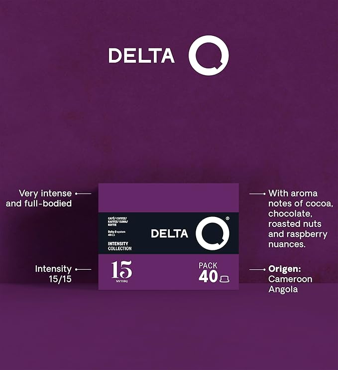 Delta Q MythiQ Espresso Pods for Delta Q machines Intensity 15 Notes of Cocoa Chocolate and Toasted Nuts XL Pack - 40 Capsules
