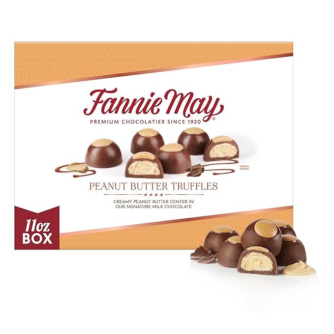 Fannie May Milk Chocolate Candy Peanut Butter Truffles Gift Box 11 oz