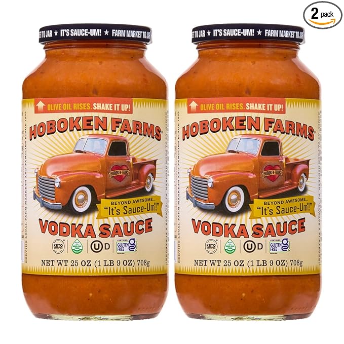 Hoboken Farms Vodka Sauce – No Sugar Added Non-GMO Preservative-Free Low Carb Keto – Better For You Pasta Sauce! (25 Fl Oz Pack of 2)