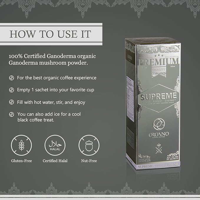 ORGANO Café Supreme 100% Ganoderma Lucidum with Ginseng (20 Sachets)