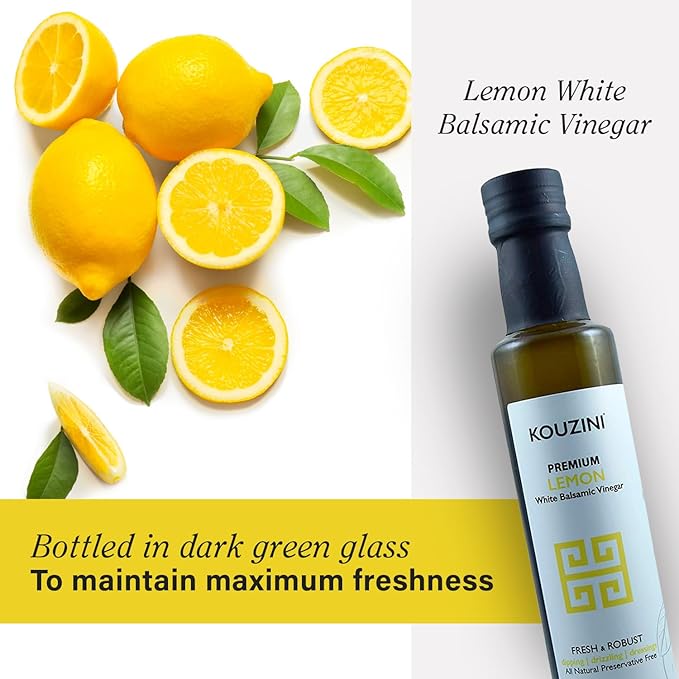 Kouzini Ultra Premium Lemon White Balsamic Vinegar Aged Balsamic Vinegars from Modena Italy Premium Smooth &amp Full-Bodied Flavor 250ml Bottle