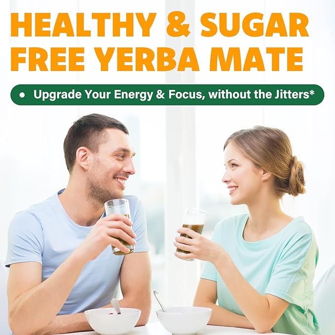 Yerba Mate 4000mg 10 in 1 Super Yerba Mate Tea Instant Powder - No Sugar Clean Energy with No Crash Stay Refreshed and Focused Gut Health with Ginseng Rhodiola Prebiotic L-Theanine 30 Packets