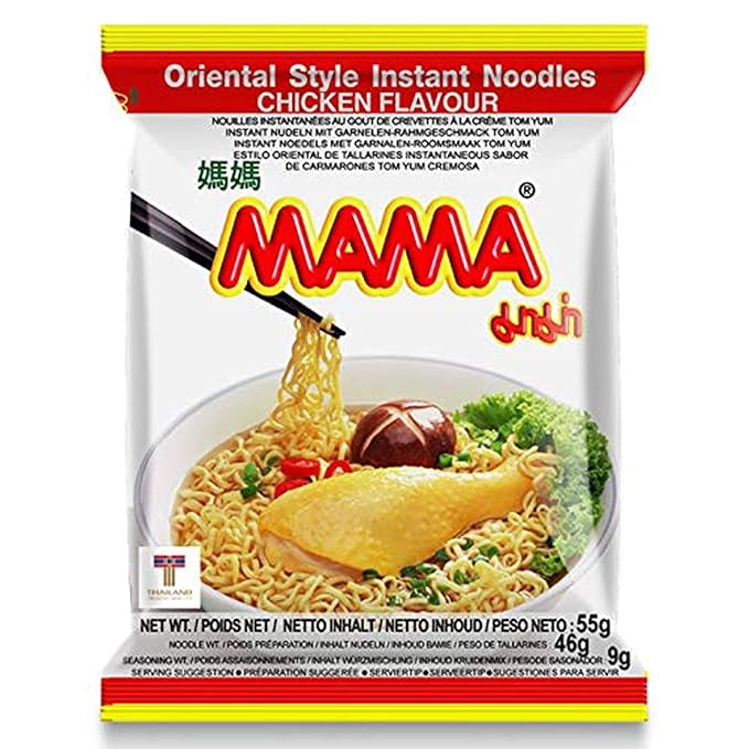 MAMA Noodles CHICKEN Instant Spicy Noodles with Delicious Thai Flavors Hot And Spicy Noodles with Chicken Soup Base No Trans Fat with Fewer Calories Than Deep Fried Noodles (Chicken Flavor 30 Pack)