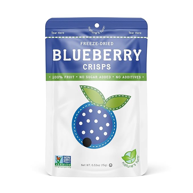 Nature’s Turn Freeze-Dried Fruit Snacks Strawberry and Blueberry Crisps Pack of 24 (0.53 oz Each)