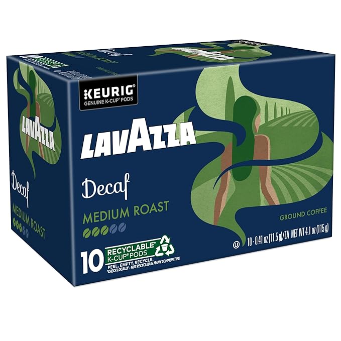 Lavazza Decaf Single-Serve Keurig K-Cup Pods Medium Roast Coffee 60-Count Box (6 Packs of 10)