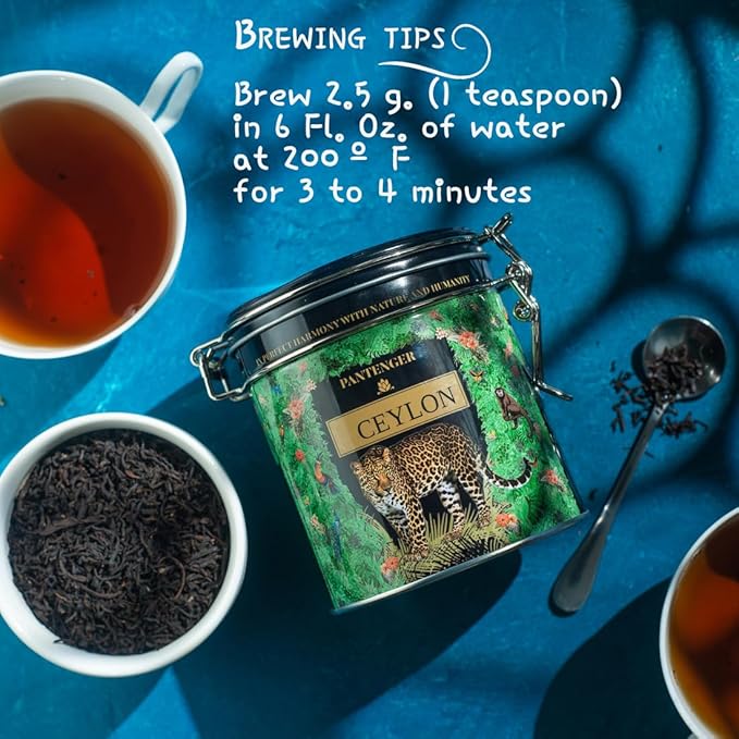 Pantenger Ceylon Tea Loose Leaf. 3.5 Ounce (50 Servings). USDA Organic Black Tea Leaves from Dimbula Sri Lanka. High Grown Ceylon Tea. Packed in USA.