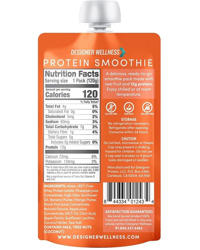 Designer Wellness Protein Smoothies Super Fruits Variety Pack and Tropical Fruit Bundle