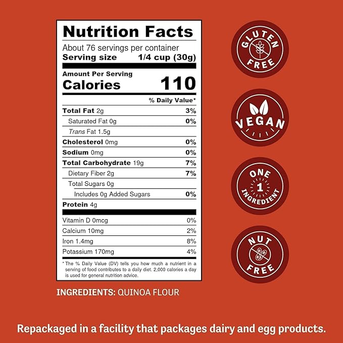 Judee's Quinoa Flour 5 lb - Made In USA Non-GMO Vegan - Great for Making Pancakes Muffins Pie Crusts Quiches and Breads - Made in a Dedicated Gluten-Free Facility