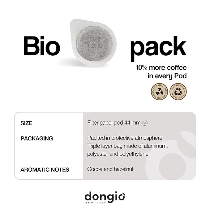 Dongiò Caffè Espresso Roma - 150 Easy Serving Espresso Pods (ESE 44mm) – Med-Dark Roast Coffee (Intensity 7/10) - Roasted and Blended in Italy