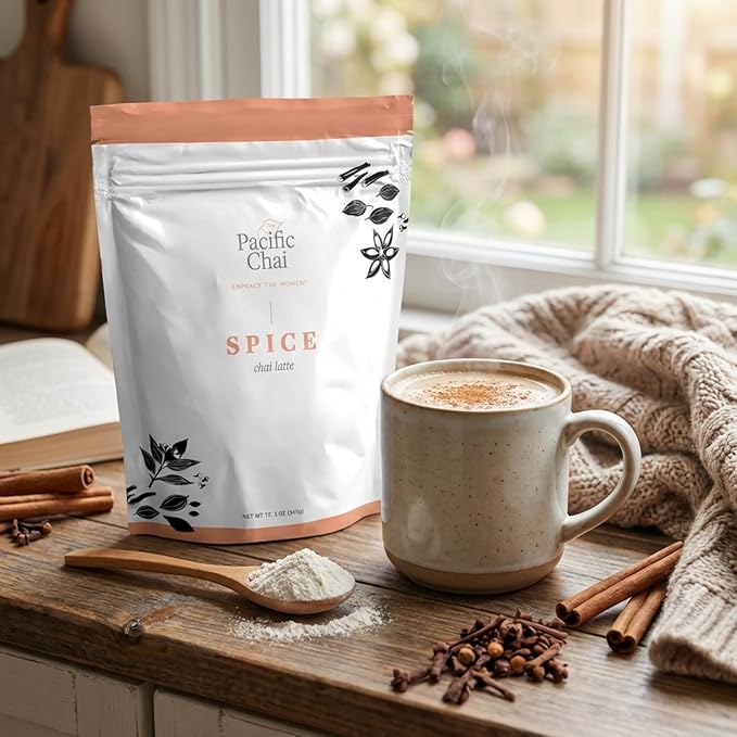 Pacific Chai Spiced Chai Latte Mix Instant Chai Tea Latte Drink Mix Gluten Free Kosher Certified Powder Beverage Café Style Chai Latte 3 LB (Pack of 2)