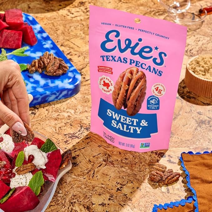Evie's Pecans - Variety Pack of Roasted Texas Pecan Snacks - 4 Flavors - Healthy Non-GMO Gluten-Free and Vegan - 3 Oz 4-Pack - Made-in-the-USA