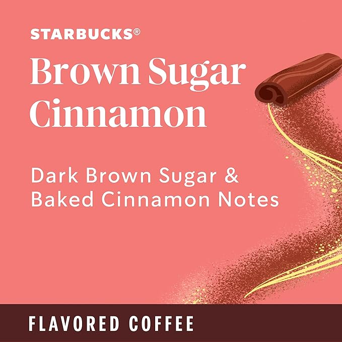 Starbucks K-Cup Coffee Pods Flavored Hot or Iced Coffee Brown Sugar Cinnamon 10 Keurig Pods