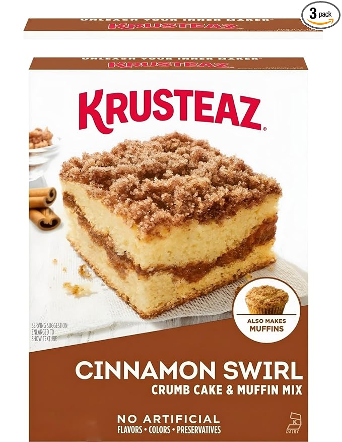 Cinnamon Swirl Cake Mix 3 Pack - 14 oz Pouches with 3 Cake Topping Pouches