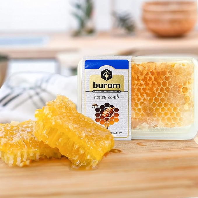 Buram Gourmet Raw Honeycomb | All-Natural | Pure Unfiltered | Edible Wax | No Additives No Preservatives | Harvested from Turkish Mountains | 7.1 oz (Pack of 36)