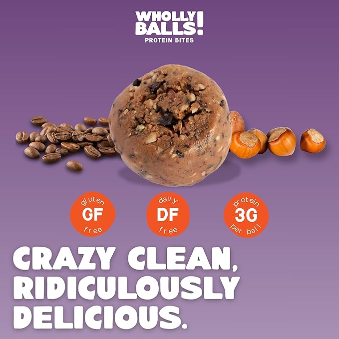 Wholly Balls Protein Bites – Healthy Plant-Based Snack | High Protein Low Sugar Gluten-Free Energy Balls (Pack of 3 Loca-Mocha)