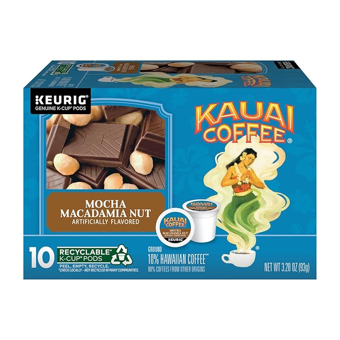Kauai Coffee K-Cup Pods Mocha Macadamia Nut &amp Vanilla Macadamia Nut 10 CT (2ea) (Variety Pack)