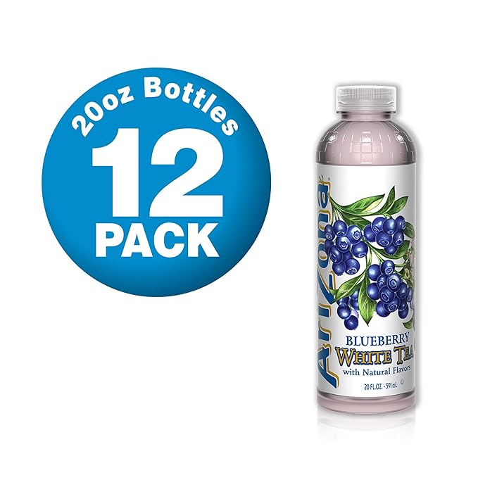 AriZona Blueberry White Tea - Premium Brewed Iced Tea 20 Fl Oz (Pack of 12)