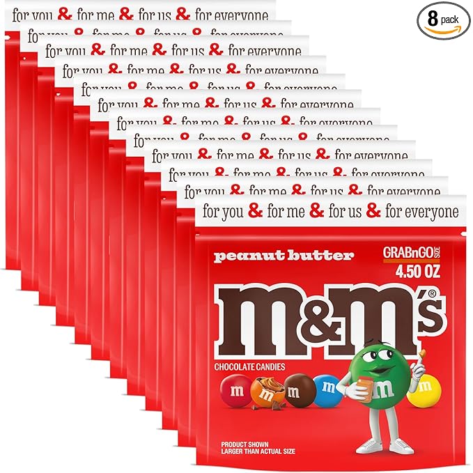 M&ampM'S Peanut Butter Milk Chocolate Candy Grab N Go- 4.5 oz Resealable Bag (Pack of 8)