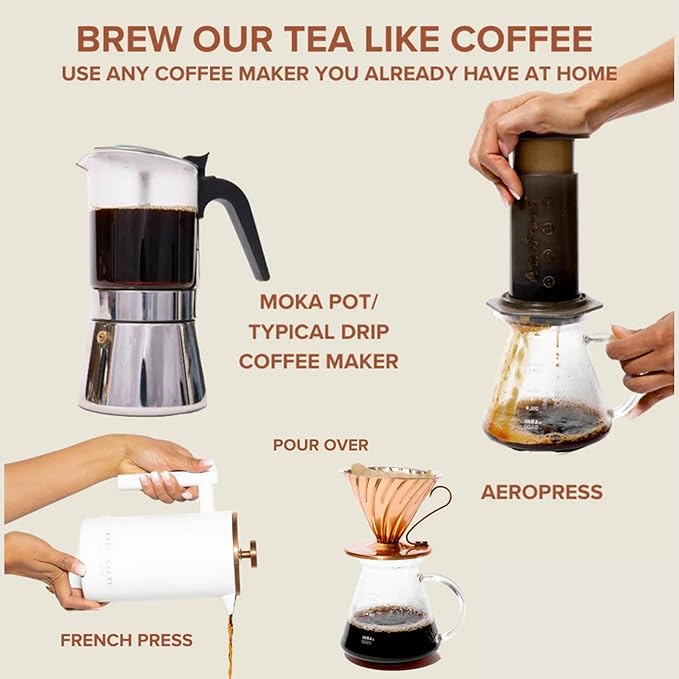 Tea Latte Sampler Kit by Teaspressa – 4 Signature Organic Tea Blends + 4 Luxe Sugar Cubes – Make at Home - Manhattan Black Earl Grey Green &amp Rooibos Tea – Salted Caramel Vanilla London Fog &am