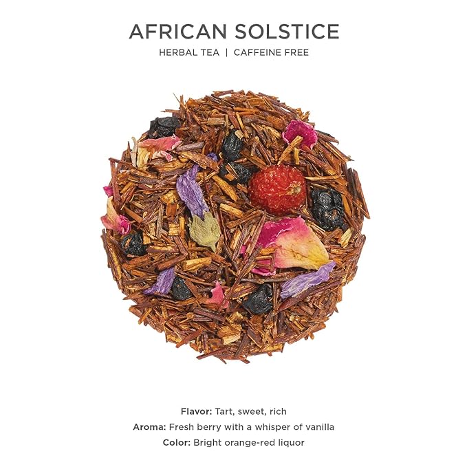 Tea Forte African Solstice Premium Loose Leaf Caffeine-Free Herbal Tea Blend Canister Makes 35-50 Cups