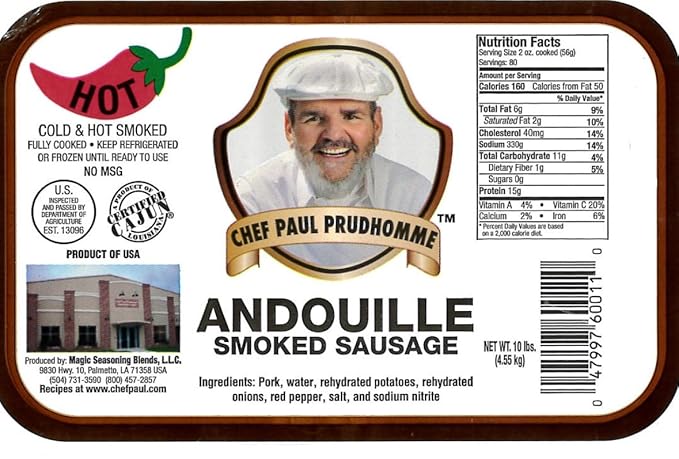 Magic Seasoning Blends Hot Andouille Sausage Rope 5 Pound -- 2 per case.
