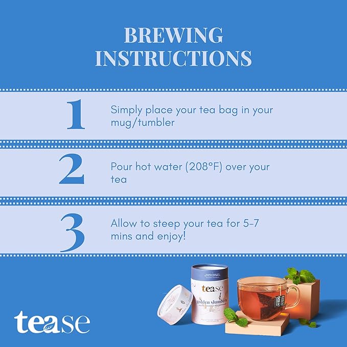 Tease Tea Herbal Sleep Tea - Golden Slumbers Calming and Relaxing Tea Best Sleep Aid Tea Caffeine Free Calming Tea Made with Rooibos Lemon and Peppermint for a Better Quality Deep Sleep