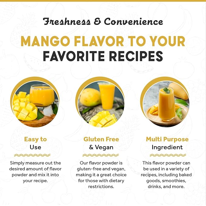 Fanale Premium Mango Bubble Tea Flavoring Powder | Perfect for Baking Smoothies Desserts and Drinks | Instant Flavoring Powder for Boba Milk Tea - 2.2 Pounds (Pack of 20).