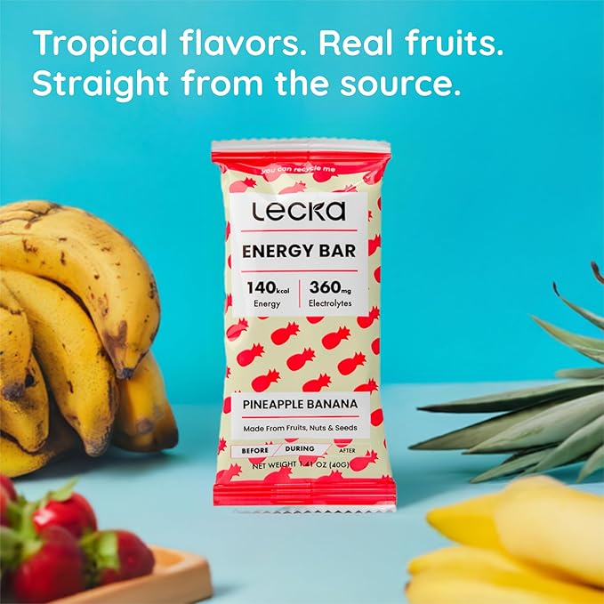 Lecka Energy Bar 12 Bars | Natural Energy from Tropical Fruits Vegan Gluten Free (12 Bars Pineapple Banana)