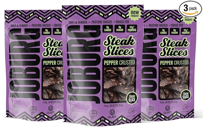 JOBURG VARIETY FLAVORS Steak Slices Biltong Meat Snack Kosher Multi pack/3 (6 OZ BLACK PEPPER)
