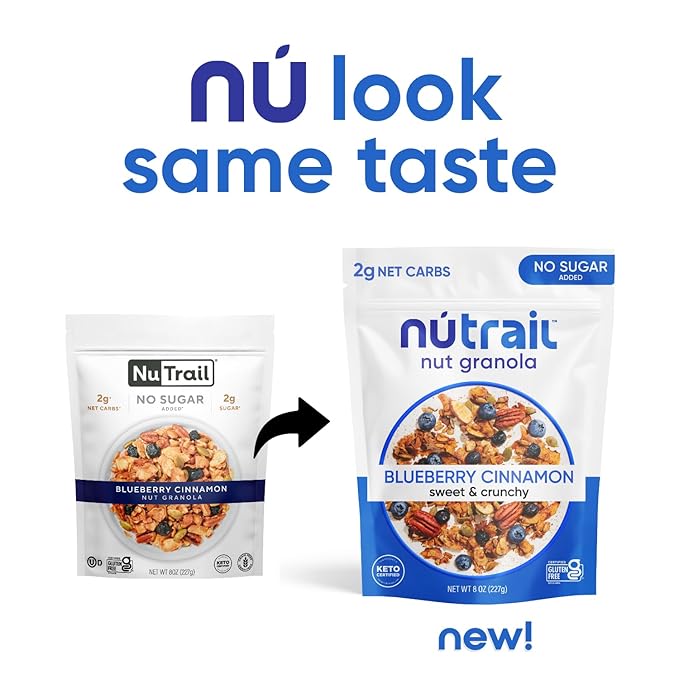 NuTrail Nut Granola Variety Pack No Sugar Added Gluten Free Grain Free Keto Low Carb Healthy Breakfast Cereal 8 oz. 6 Count
