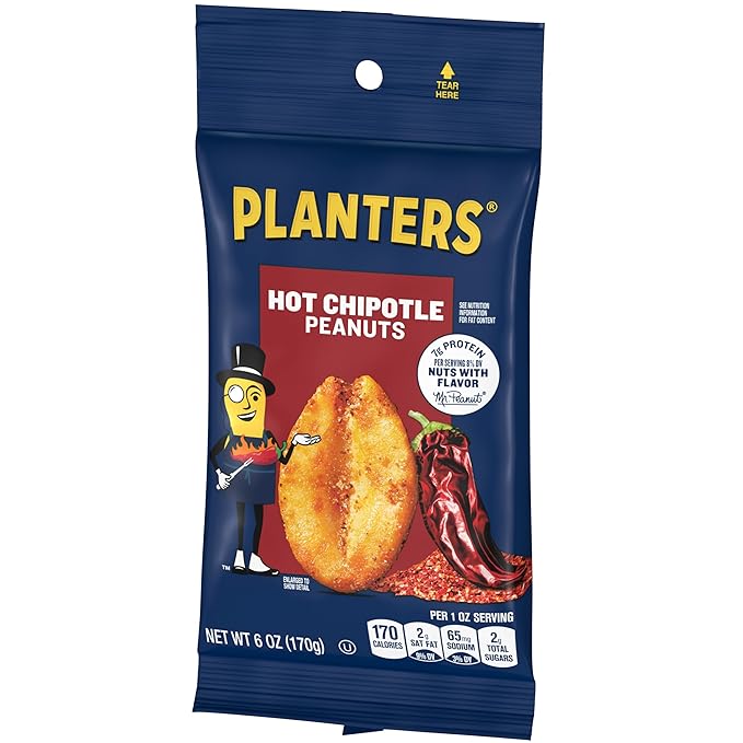 Planters Hot Chipotle Peanuts (12 ct Pack 6 oz Packs)
