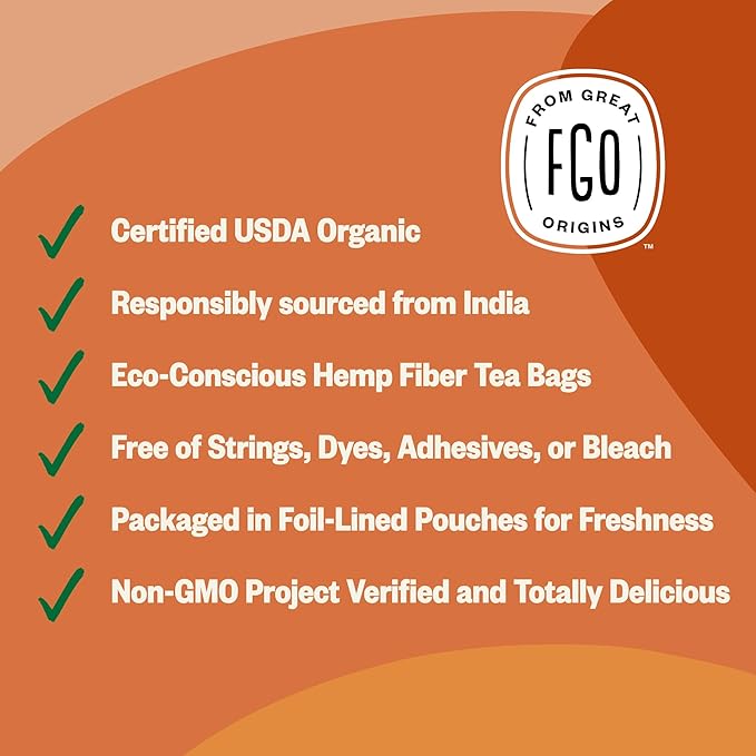 FGO Organic Assam Tea 100 Count Eco-Conscious Black Tea Bags Resealable Bag Packaging May Vary (Pack of 1)
