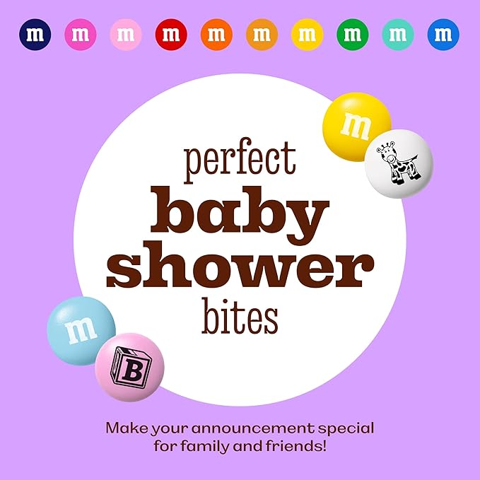 M&ampM'S WORLD New Baby Milk Chocolate Candy 2lb Bag with Assorted M&ampM'S for Showers Gender Reveal Parties and Newborn Gift Ideas