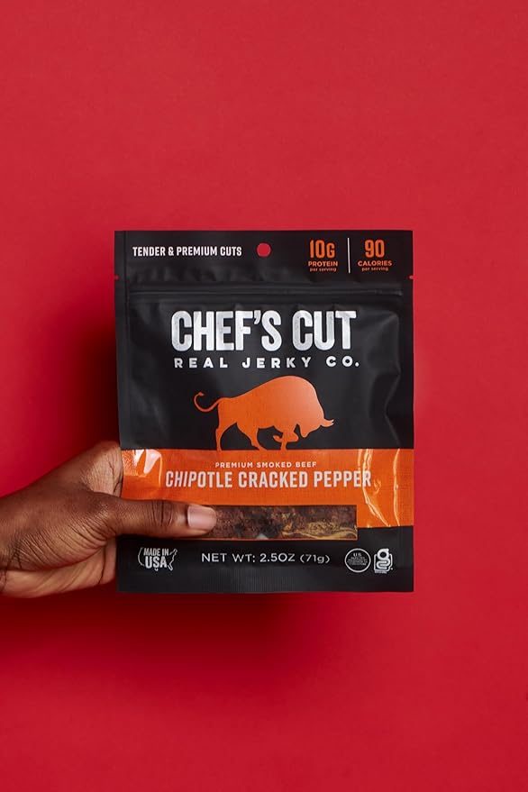 Chef's Cut Real Steak Chipotle Cracked Pepper Jerky 2.5 Ounce (4 Pack)