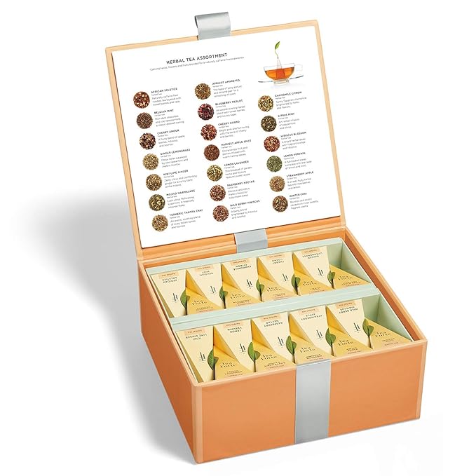 Tea Forte Premium Tea Chest Presentation Box Gift Set Sampler 40 Count Individually Wrapped Handcrafted Pyramid Tea Infuser Bags Herbal Tea