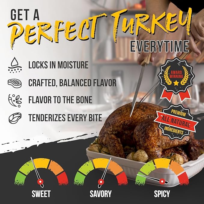 Lane's Ultimate Turkey Brine Kit with Bag - Includes 20 oz Signature Turkey Brine SPG Seasoning Spellbound Rub and 2 XL Brining Bags - For Tender &amp Flavorful Meat - Gluten-Free No MSG Made in
