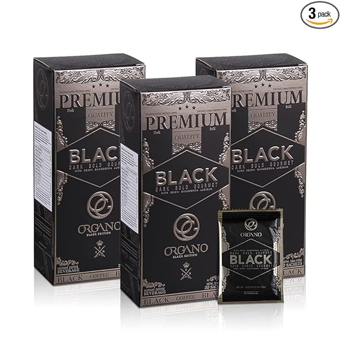 ORGANO 3 Boxes Gourmet Black Coffee 100% Certified Ganoderma Lucidum (90 Sachets)