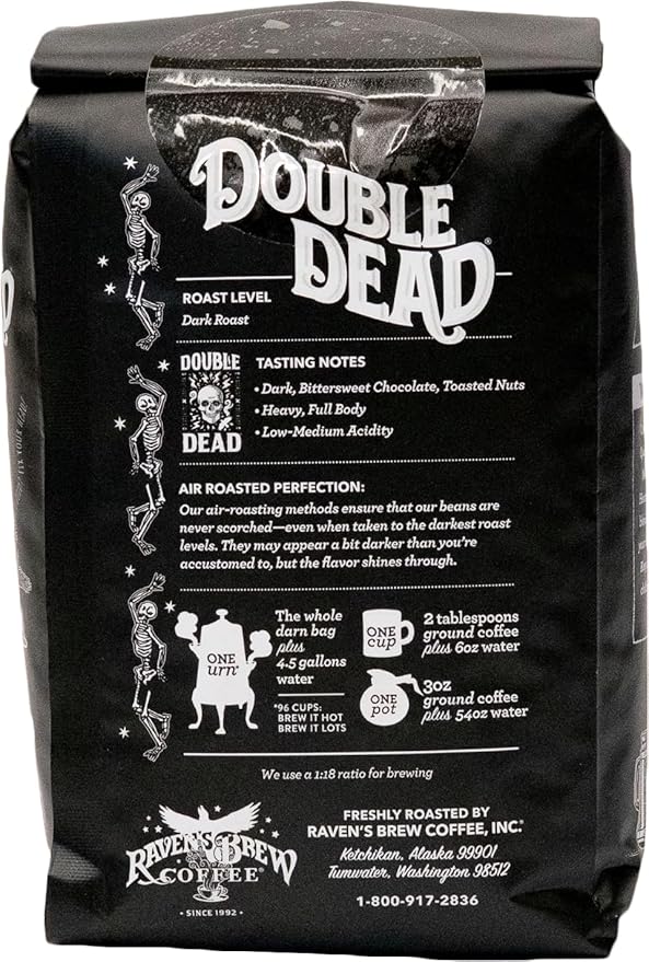 Raven's Brew Coffee High Caffeine Coffee Dark Roast Whole Bean – Double Dead 2lb