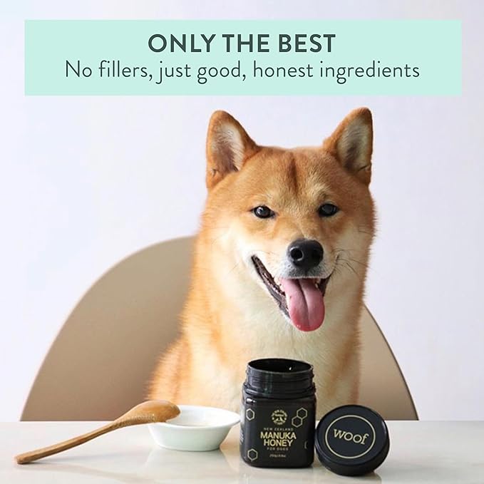 The New Zealand Natural Pet Food Co Woof Dog Treats - Manuka Honey Dog Treats Small &amp Large Dog Natural Topper or Dog Treat 8.8oz