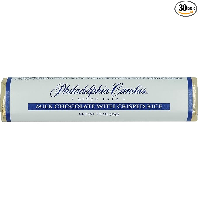 Philadelphia Candies Milk Chocolate with Crisped Rice Bar 1.4 Ounce Set of 30 (Fundraising/Individual Retail Sale)