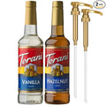 Torani Syrups Hazelnut and Vanilla Syrup Variety 2-Pack Coffee Syrups for Drinks Pumps Included 25.4 Fl Oz Ea