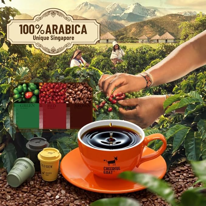 CheerfulGoat Instant Cold Brew Coffee – Speciality Javy Coffee Extract 100% Arabica Freeze-Dried No Sugar No Additives Low Acid Healthy for Iced &amp Hot Coffee Singapore Coffee 15 Servings