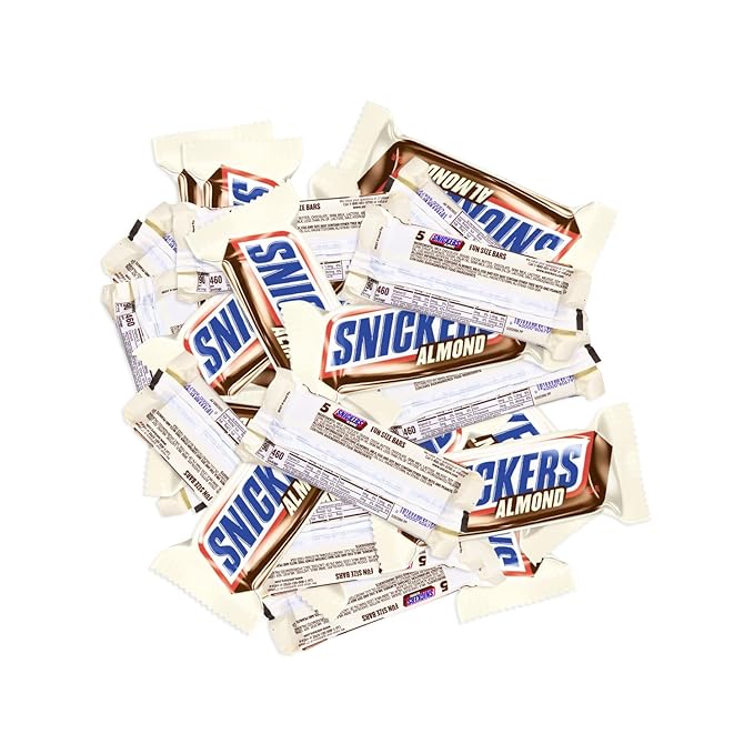 Snkrs Almond Chocolate Mini Bars - 1 lbs Fun Size Irresistible Mini Treats - Individually Wrapped Single Size Bulk Chocolate - Delicious Sweets for Valentines Day Holidays Pantry &amp Birthdays