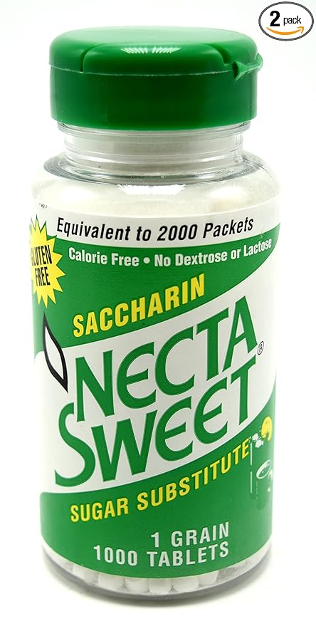 NSI SWEETENERS Necta Sweet Saccharin Tablets 1-Grain 1000 Count (Pack of 2)