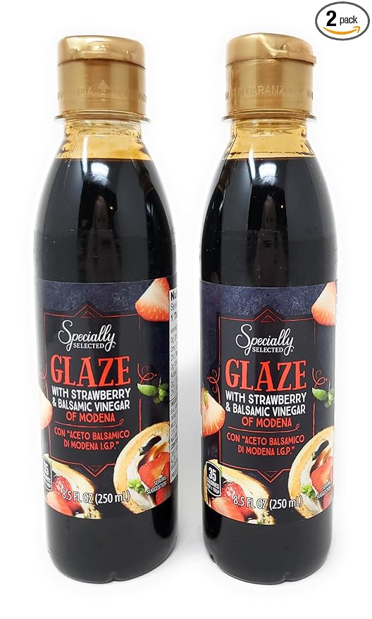 Balsamic Glazes with Strawberry and Balsamic Vinegar of Modena 8.5 fl oz/250 ml Product of Italy (Pack of 2)
