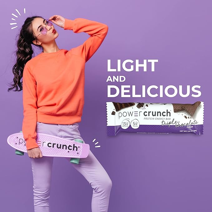 Power Crunch Protein Wafer Bars High Protein Snacks Triple Chocolate 1.4 Ounce (12 Count) and Red Velvet 1.4 Ounce (12 Count)