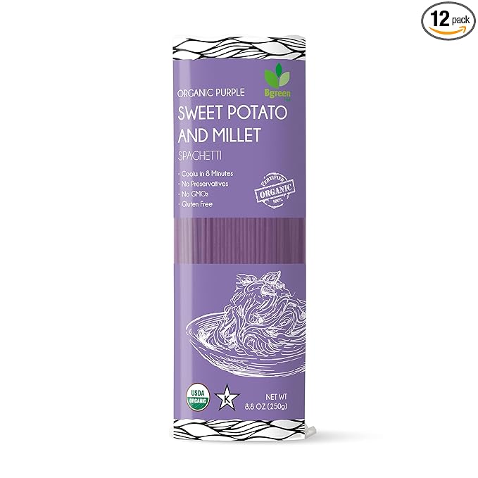 Big Green Organic Food- Organic Purple Yam + Millet Spaghetti Premium Ube Gluten-Free Vegan (12)