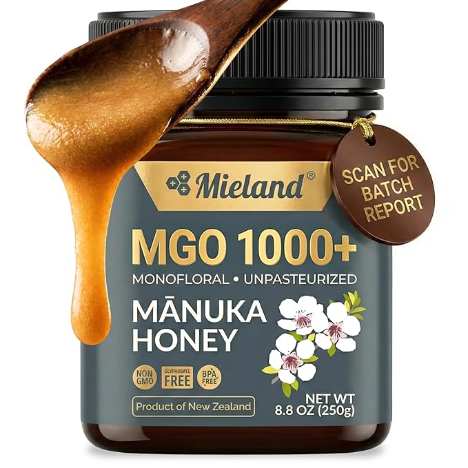 100% Certified Pure New Zealand Manuka Honey MGO 1000+ | Raw Unpasteurized Natural Honey | Fully Traceable Non-GMO Glyphosate Free Lab Tested (250g)
