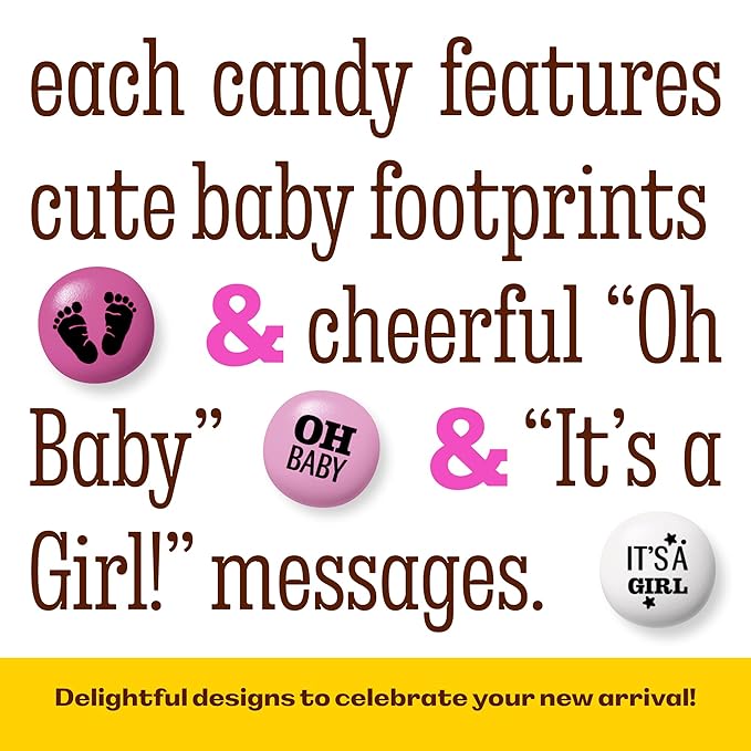 M&ampM'S World Baby Girl Milk Chocolate Favors 20 Packs 0.75oz each with Pink and White M&ampM'S for Girl Baby Showers Gender Reveal Parties and Guest Giveaways