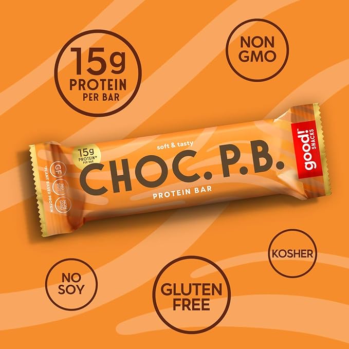 good! Snacks Chocolate Peanut Butter Vegan Protein Bar Soy &amp Gluten Free Plant Based Low Sugar 15g Clean Protein Natural Healthy Snack Kosher Friendly For Athletes &amp Active Lifestyles